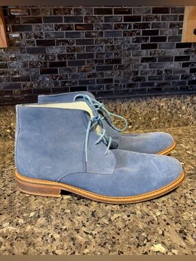 Boden Men's Suede Chukka Lace Up Ankle Boots Blue Size 43 US 10
